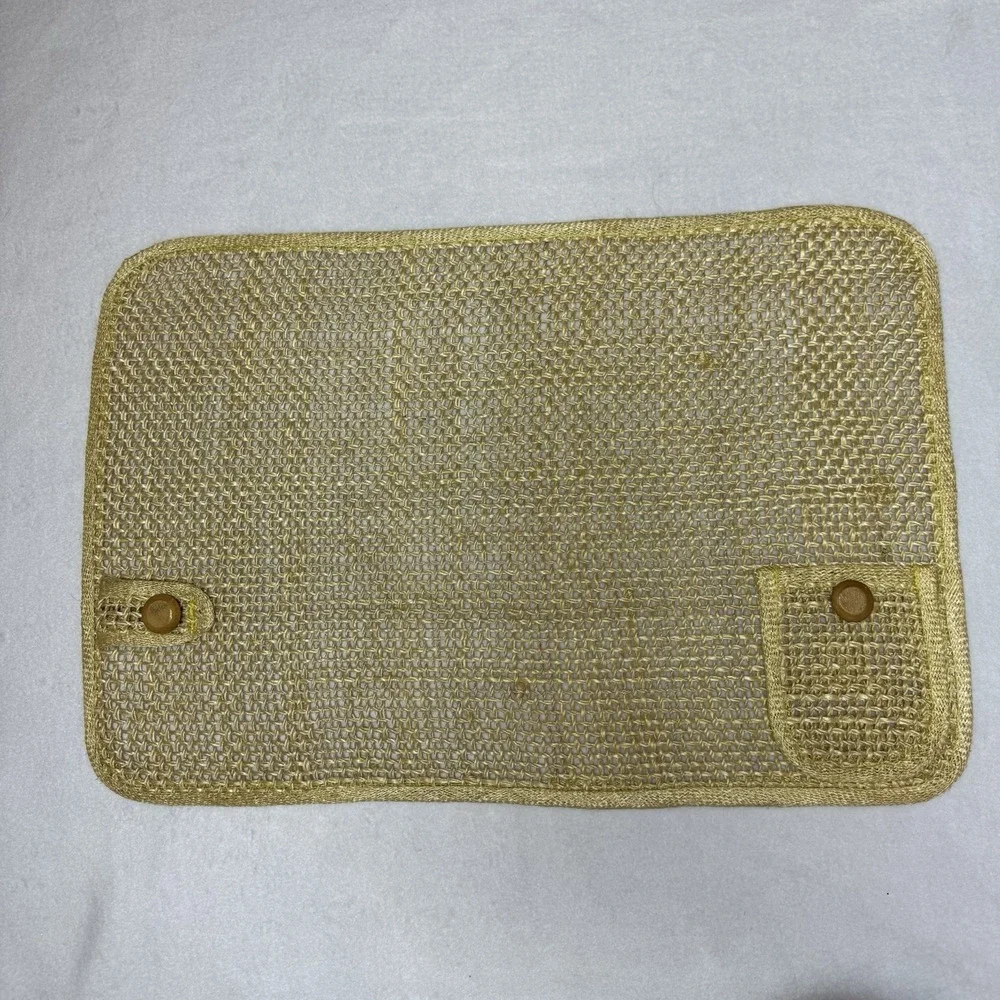 4 Natural Woven Placemats With Utensil Pocket And Napkin Loop Wood Accent Boho